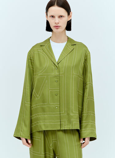 LN-CC® - TOTEME: Monogram Silk Pyjama Shirt - Green TOTEME Monogram Silk Pyjama Shirt Green tot0257012