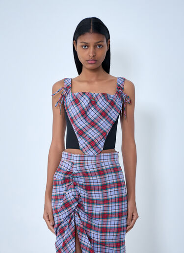 Vivienne Westwood Plaid Patterned Corset Top Red vvw0263006