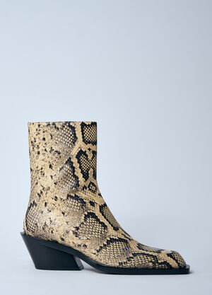 Jil Sander スネークスキン風エンボス加工レザーブーツ  ベージュ jil0260010