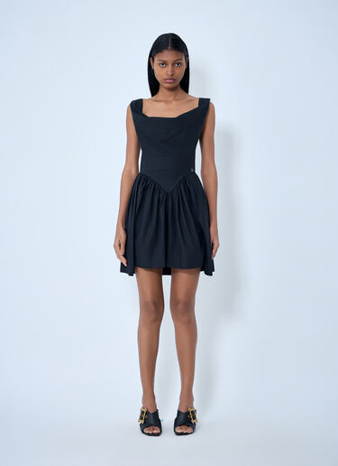 LN-CC® - Vivienne Westwood: Sculpted Neckline Gathered Mini Dress - Black Vivienne Westwood Sculpted Neckline Gathered Mini Dress Black vvw0263007