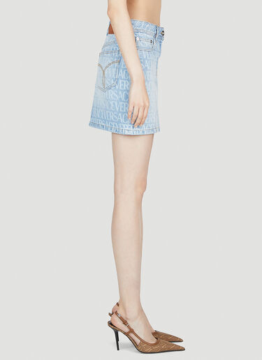 LN-CC® - Versace: Denim Jacquard Mini Skirt - Blue Versace Denim Jacquard Mini Skirt Blue vrs0253008