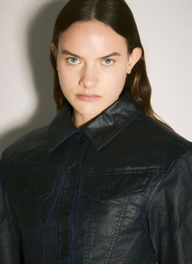 LN-CC® - Mugler: Waxed Denim Jacket - Black Mugler Waxed Denim Jacket Black mug0258018