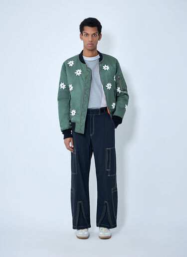 LN-CC® - NÒMARYTHM TEXTILE: Embroidered Bomber Jacket - Olive NÒMARYTHM TEXTILE Embroidered Bomber Jacket Olive nma0162001