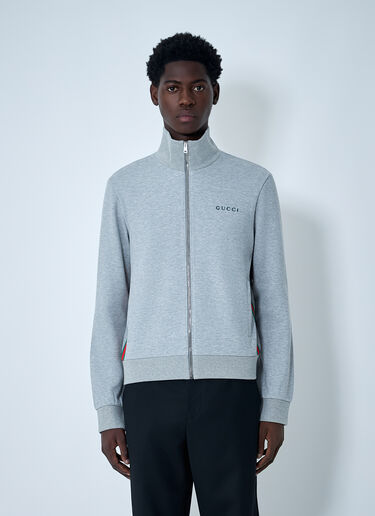 LN-CC® - Gucci: Web Motif Zip-Up Sweatshirt - Light Grey Gucci Web Motif Zip-Up Sweatshirt Light Grey guc0161014