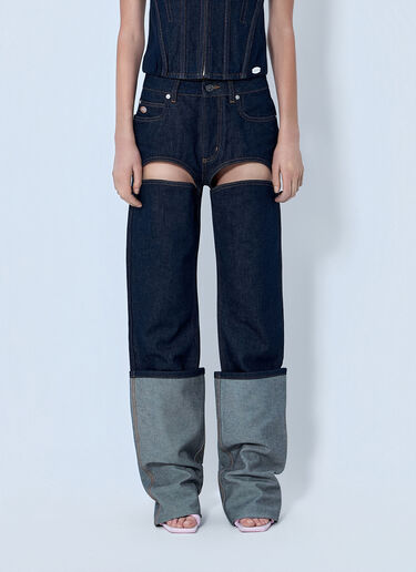 LN-CC® - Jean Paul Gaultier: Cut Out Wide Leg Jeans - Blue Jean Paul Gaultier Cut Out Wide Leg Jeans Blue jpg0264006