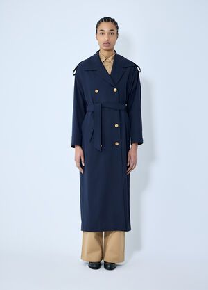 Max Mara Gabardine Wool Coat Blue max0259008