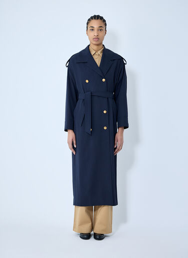 LN-CC® - Max Mara: Gabardine Wool Coat - Blue Max Mara Gabardine Wool Coat Blue max0259008