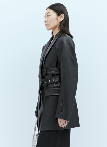 Rokh 三重腰带人造皮革西装外套 黑色 rok0254008