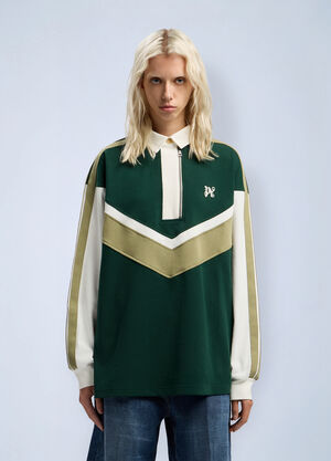 LN-CC® - Palm Angels: Monogram Polo Shirt - Dark Green Palm Angels Monogram Polo Shirt Dark Green pma0262081