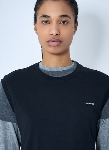 LN-CC® - Miu Miu: Set Of Three Logo Patch T-Shirts - Grey Miu Miu Set Of Three Logo Patch T-Shirts Grey miu0260055