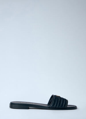 Prada Leather Slides With Crochet Details Black pra0264043
