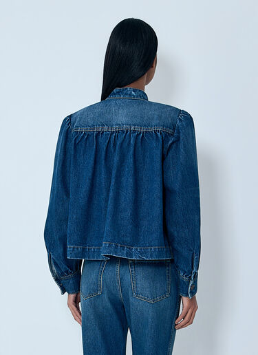 LN-CC® - Chloé: Gathered Denim Jacket - Blue Chloé Gathered Denim Jacket Blue chl0263036