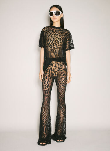 LN-CC® - Mugler: Sheer Flocked Star T-Shirt - Black Mugler Sheer Flocked Star T-Shirt Black mug0255024