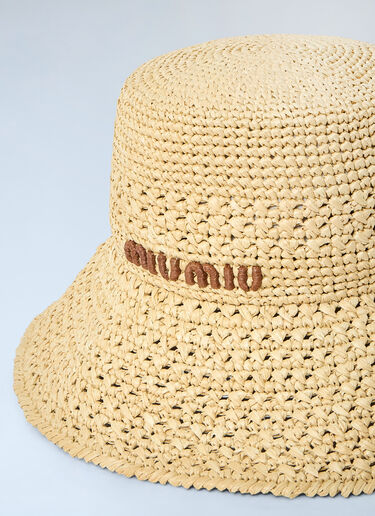 Miu Miu Logo Motif Bucket Hat Beige miu0261027