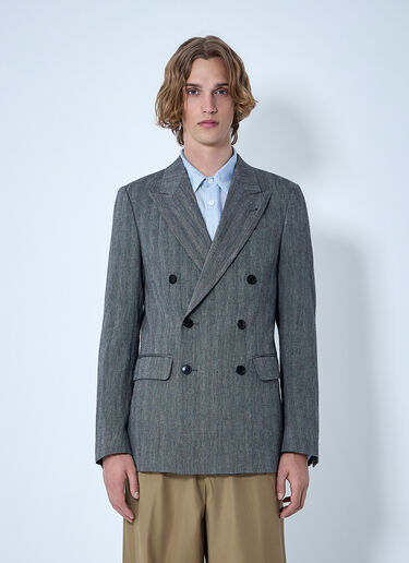 LN-CC® - Dries Van Noten: Double-Breasted Blazer - Grey Dries Van Noten Double-Breasted Blazer Grey dvn0163004