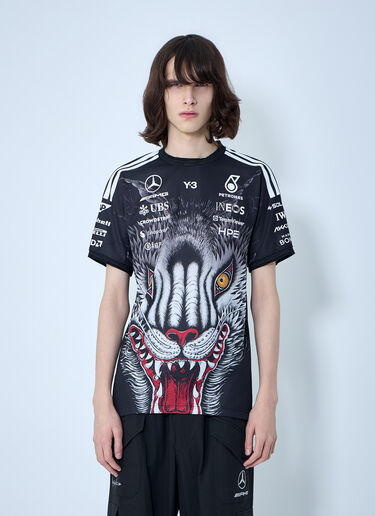 LN-CC® - Y-3 MERCEDES: Graphic Print Logo T-Shirt - Black Y-3 MERCEDES Graphic Print Logo T-Shirt Black yyy0364073
