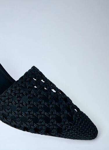 LN-CC® - Jacquemus: Woven Wedge Sandals - Black Jacquemus Woven Wedge Sandals Black jac0264036
