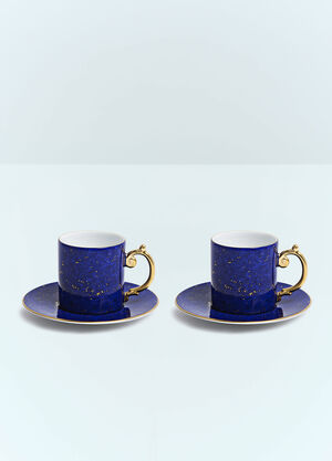 L'Objet Set Of Two Lapis Espresso Cups And Saucers Blue wps0691614