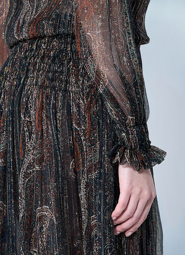 LN-CC® - Saint Laurent: Lavallière Paisley Silk Crepon Maxi Dress - Black Saint Laurent Lavallière Paisley Silk Crepon Maxi Dress Black sla0259001