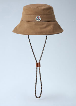 Moncler Logo Patch Bucket Hat Brown mon0264022