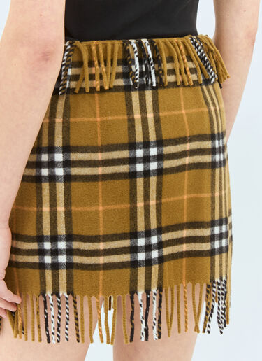 LN-CC® - Burberry: 格纹羊毛羊绒围巾半裙 - 棕色 Burberry 格纹羊毛羊绒围巾半裙 棕色 bur0258002