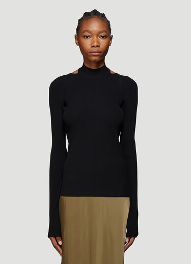 LN-CC® - Helmut Lang: Open Back Sweater - Black Helmut Lang Open Back Sweater Black hlm0237001