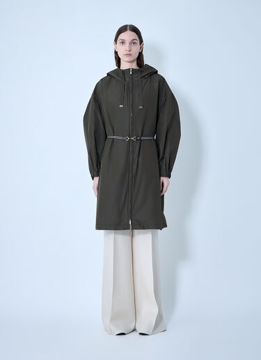 Max Mara 벨트 후드 코트 녹색 max0263203