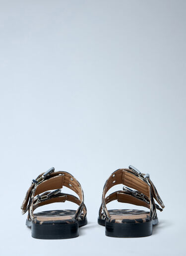 LN-CC® - GANNI: Buckle Two Strap Sandals - Brown GANNI Buckle Two Strap Sandals Brown gan0263057