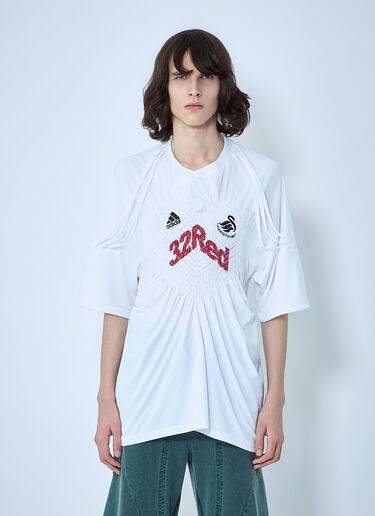LN-CC® - LUEDER: Shirred Football T-Shirt - White LUEDER Shirred Football T-Shirt White ldr0364009