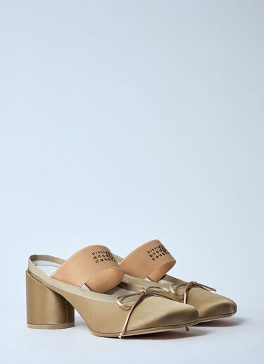 MM6 Maison Margiela Logo Elastic Ballet Décolletés Mules Beige mmm0259014