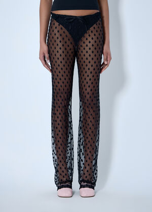 LN-CC® - Dries Van Noten: Sheer Lace Trousers - Black Dries Van Noten Sheer Lace Trousers Black dvn0264007