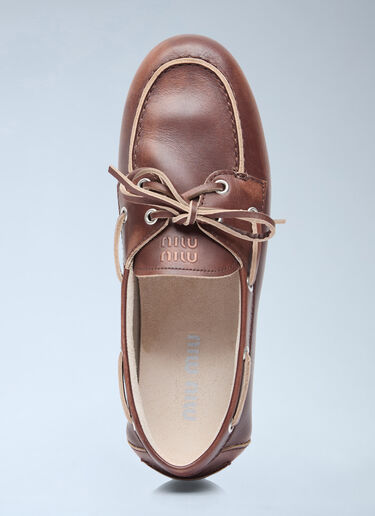 LN-CC® - Miu Miu: Lace-Up Loafers - Brown Miu Miu Lace-Up Loafers Brown miu0256013