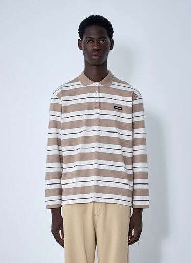 LN-CC® - Miu Miu: Striped Polo Shirt - Beige Miu Miu Striped Polo Shirt Beige miu0161009