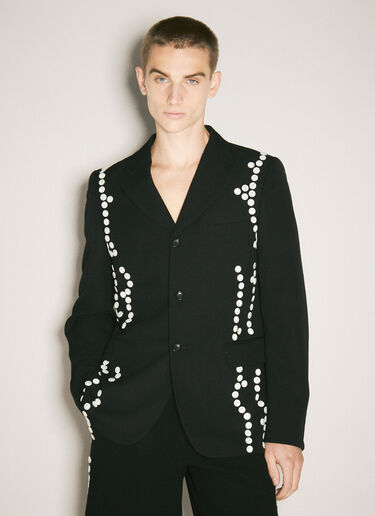 LN-CC® - Comme des Garçons Homme Plus: Button-Embellished Wool Blazer - Black Comme des Garçons Homme Plus Button-Embellished Wool Blazer Black hpl0158003