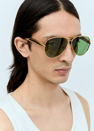 LN-CC® - Bottega Veneta: Sardine Aviator Sunglasses - Gold Bottega Veneta Sardine Aviator Sunglasses Gold bos0355005