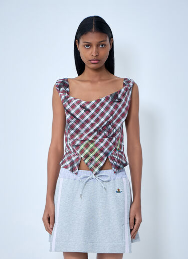 Vivienne Westwood Asymmetric Plaid Top Red vvw0263005
