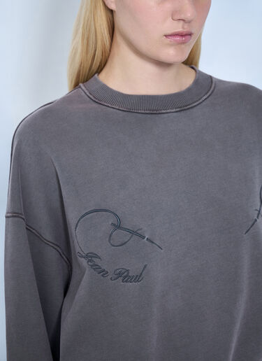 LN-CC® - Jean Paul Gaultier: Fleece Embroidered Sweatshirt - Grey Jean Paul Gaultier Fleece Embroidered Sweatshirt Grey jpg0264021