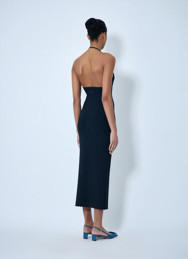 Jacquemus Halterneck Ribbed Knit Dress Navy jac0264019