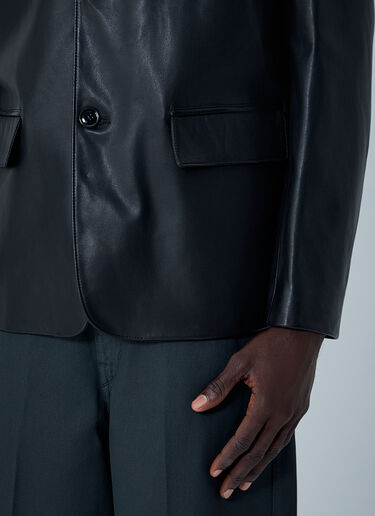 Lemaire Single-Breasted Leather Blazer Black lem0162015