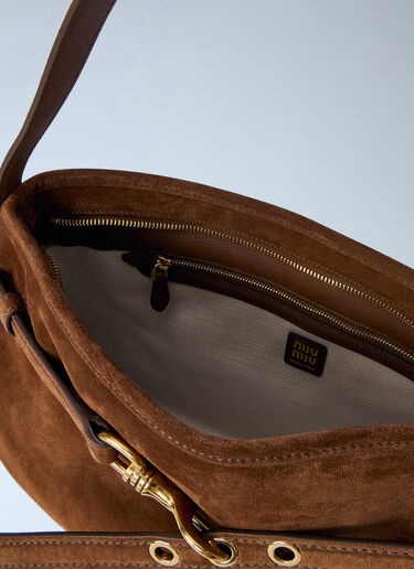 LN-CC® - Miu Miu: Medium Adventure Suede Shoulder Bag - Brown Miu Miu Medium Adventure Suede Shoulder Bag Brown miu0264201