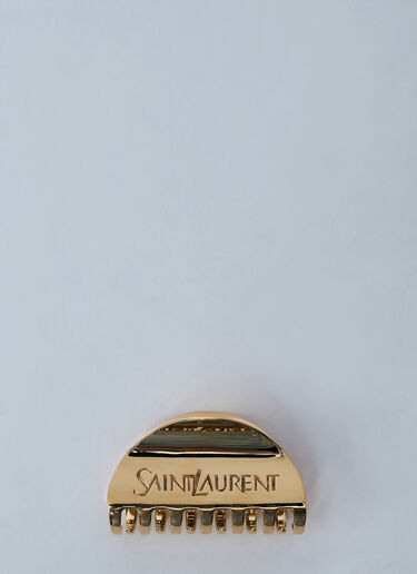 LN-CC® - Saint Laurent: Logo Engraved Hair Clip - Gold Saint Laurent Logo Engraved Hair Clip Gold sla0259058