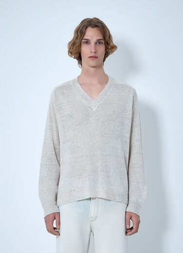 LN-CC® - Our Legacy: V-neck Knit Sweater - Cream Our Legacy V-neck Knit Sweater Cream our0164069