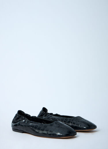 Dries Van Noten Croc-Embossed Ballerina Flats Black dvn0259005