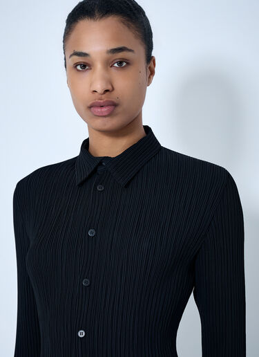 LN-CC® - Issey Miyake: Textured Button-Down Shirt - Black Issey Miyake Textured Button-Down Shirt Black ism0264008