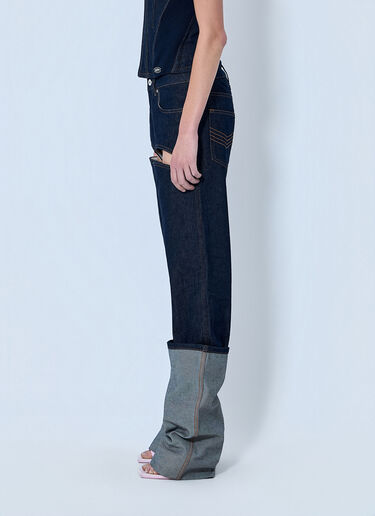 LN-CC® - Jean Paul Gaultier: Cut Out Wide Leg Jeans - Blue Jean Paul Gaultier Cut Out Wide Leg Jeans Blue jpg0264006
