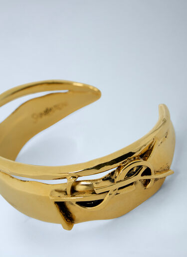 LN-CC® - Saint Laurent: Textured Metal Bangle - Gold Saint Laurent Textured Metal Bangle Gold sla0262056