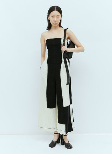 LN-CC® - Issey Miyake: Rectilinear 缩绒连身裤 - 白色 Issey Miyake Rectilinear 缩绒连身裤 白色 ism0254004