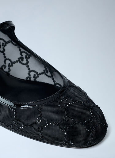 LN-CC® - Gucci: Embellished GG Ballerina Flats - Black Gucci Embellished GG Ballerina Flats Black guc0261063