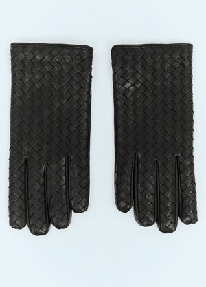 LN-CC® - Bottega Veneta: Intrecciato Leather Gloves - Black Bottega Veneta Intrecciato Leather Gloves Black bov0158012
