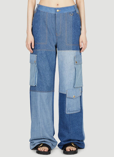 LN-CC® - Marine Serre: Panel Cargo Jeans - Blue Marine Serre Panel Cargo Jeans Blue mrs0252016